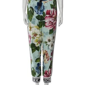 Dolce & Gabbana Cady Floral Print Silk Jogging Pants Size IT 38